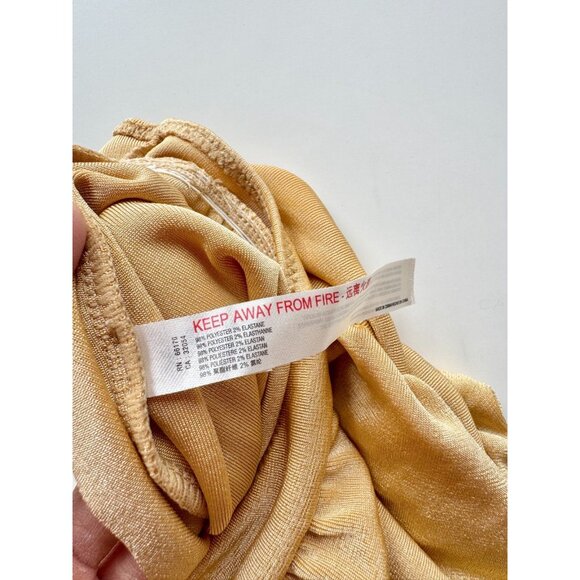 INTIMATELY FREE PEOPLE Kaya Gold Metallic Knit Jersey Keyhole Bodysuit, Size S - Picture 13 of 15